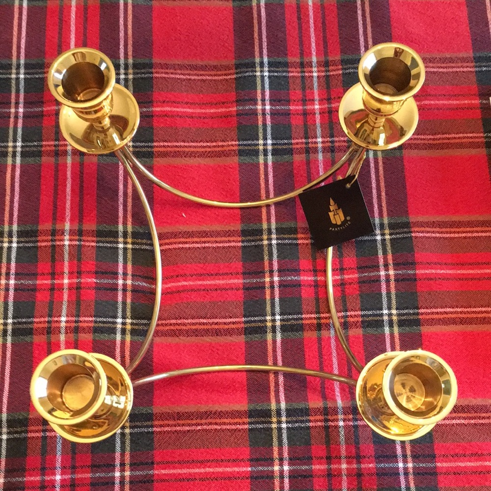 PartyLite Brass Quartet Candle Holder NEW!